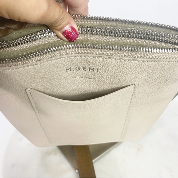 M Gemi crossbody shoulder bag purse nude hands free made in Italy Formal Minimal - Picture 7 of 10